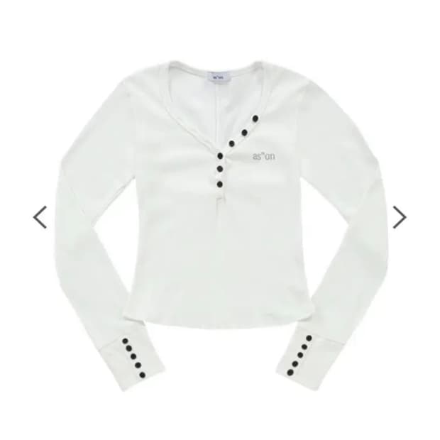 애즈온 이지 버튼 롱 티 화이트