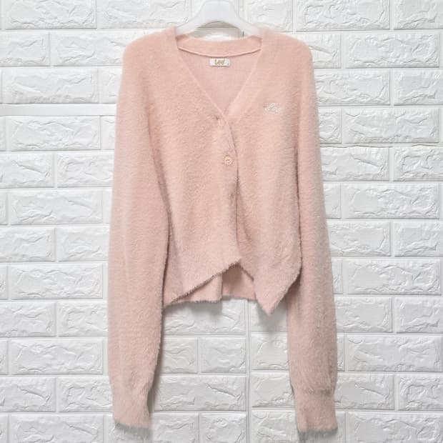 택포) Lee 핑크 앙고라 크롭 가디건 S