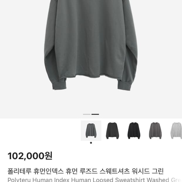 폴리테루 휴먼인덱스 휴먼 루즈드 스웨트셔츠 워시드 그린