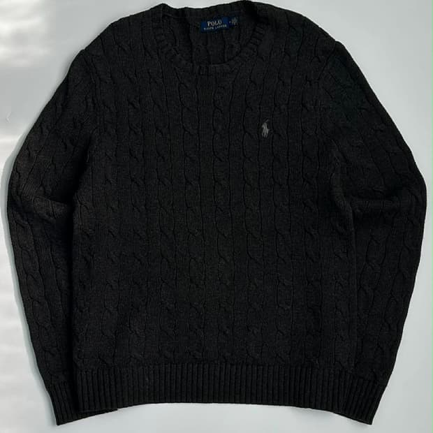 [M] 폴로 랄프로렌 차콜 그레이 케이블 니트 스웨터