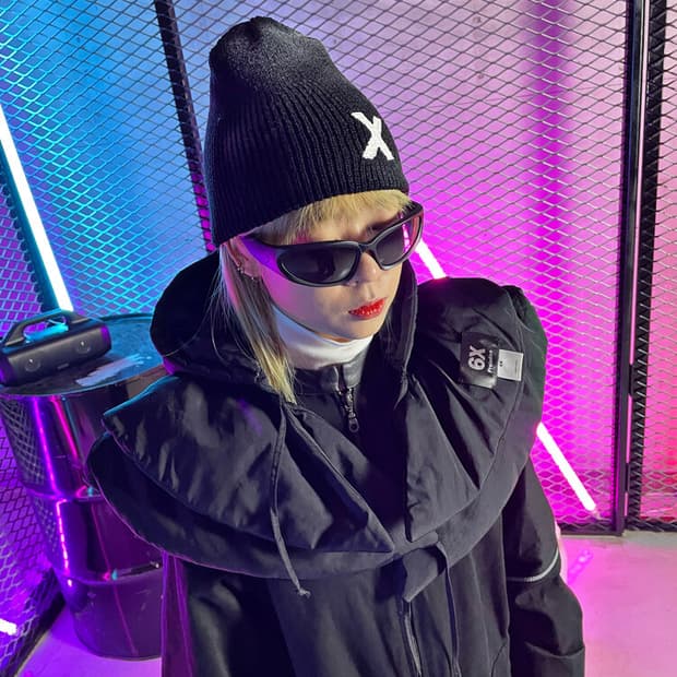 6X - X 로고 beanie black 블랙 비니