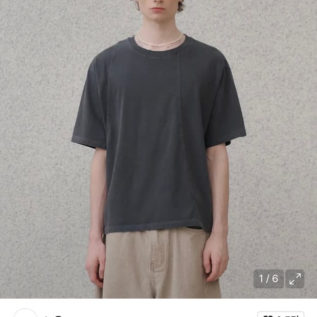 노운 워시드 크롭 티셔츠 차콜 