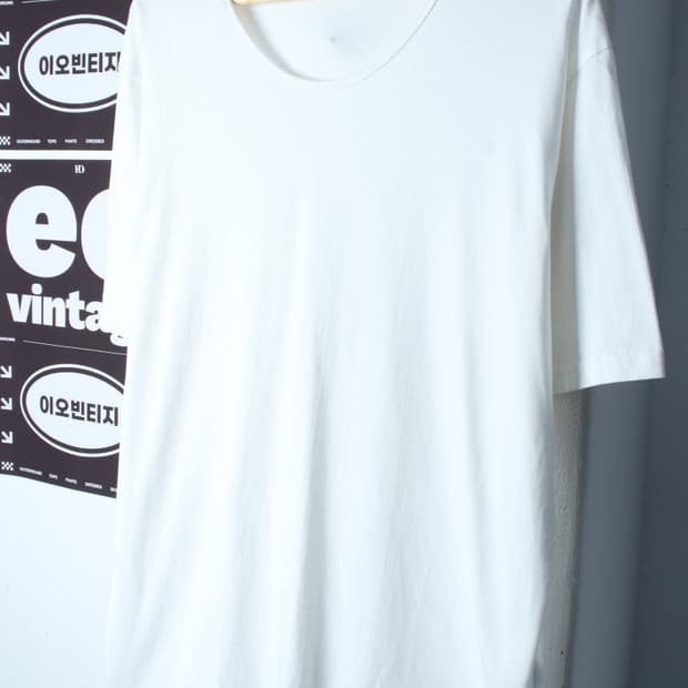 (L-XL) 지플리시 반팔 티셔츠 오버핏 무지 화이트-H34953