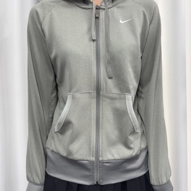 nike soft gray dot hood zipup