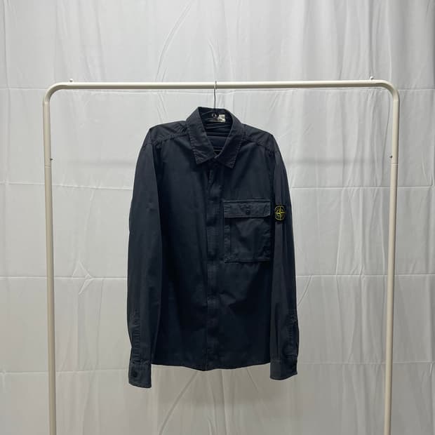 [백화점판] 스톤아일랜드 올드이펙트 코튼 오버셔츠 차콜 그레이 [XL]