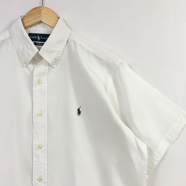 XL 폴로 화이트 패치 셔츠