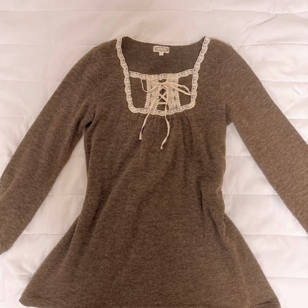 일본 빈티지 아오이유우 모리걸 모카 브라운 긴팔 니트