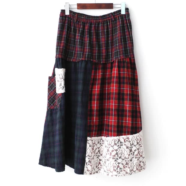 lace check pocket skirt 