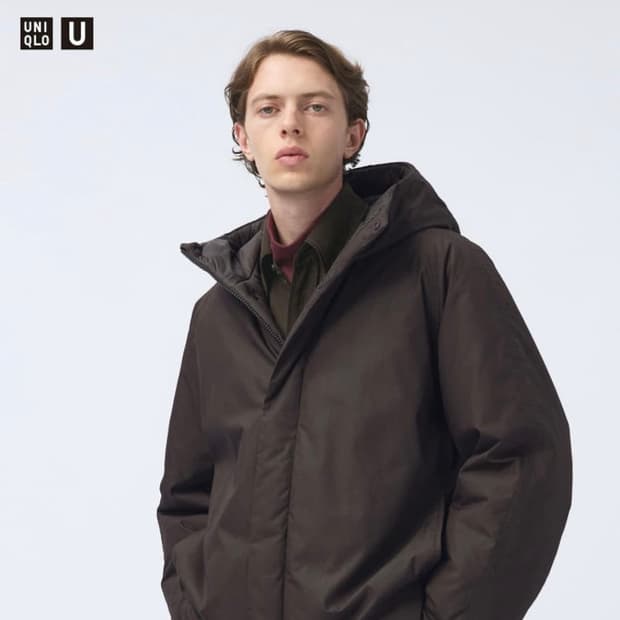 유니클로u 퍼프테크 볼륨 파카 다크브라운