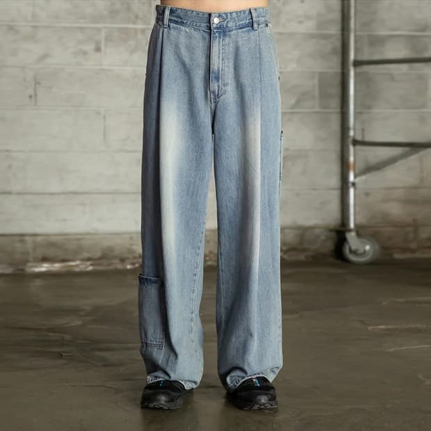 비긴202 원턱 카펜터 데님(블리치 블루) 1사이즈