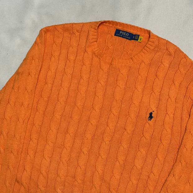 XL 폴로랄프로렌 오렌지 케이블 니트