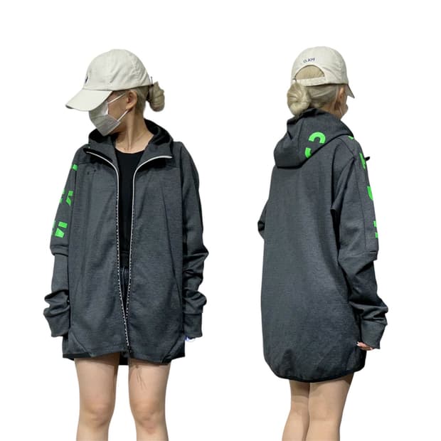 오클리 차콜 오버핏 후드집업 트랙탑 져지 XL