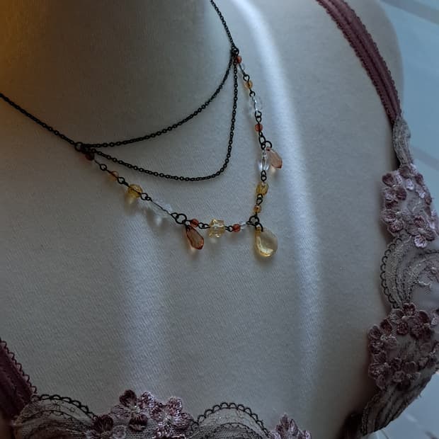 90s 빈티지 비즈 삼단 목걸이