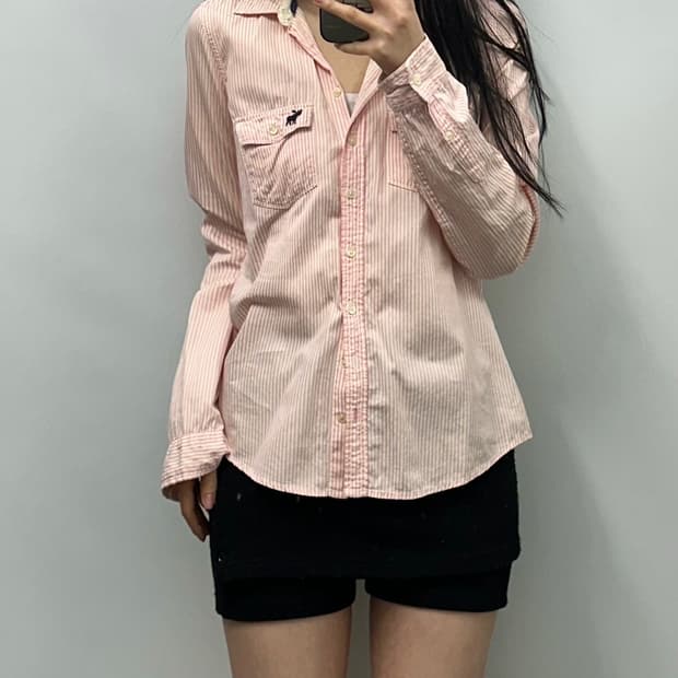 아베크롬비 산양로고 스트라이프 포켓 셔츠