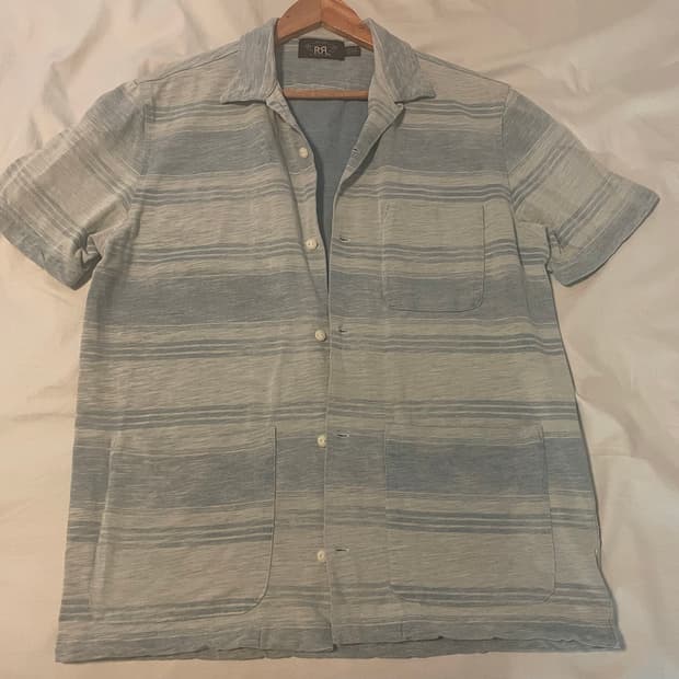 rrl 더블알엘 인디고 스트라이프 저지 캠프 셔츠 m사이즈