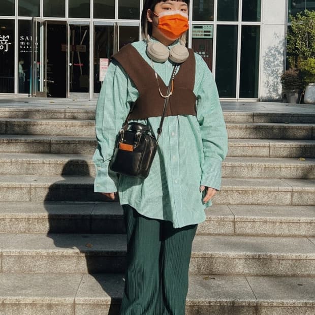 프릭스토어 컬러 스트라이프 빅셔츠