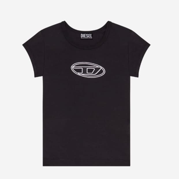 Diesel 디젤 T-안지 피카부 로고 티셔츠 블랙