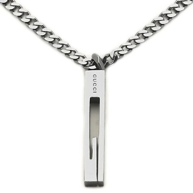 구찌 지 펜던트 실버 바 목걸이