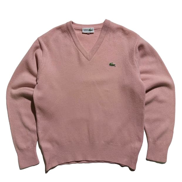 라코스테 울 V 넥 니트 베이비핑크