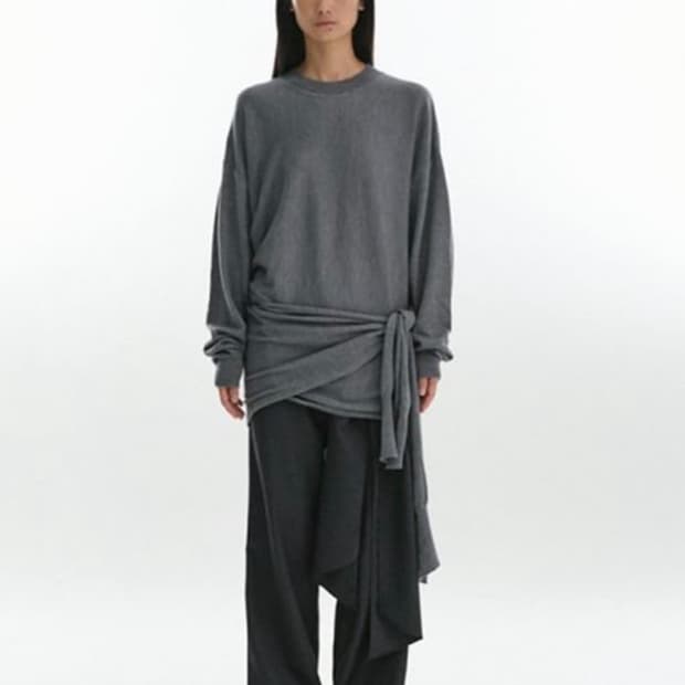 리포스 사이드랩 니트 그레이컬러