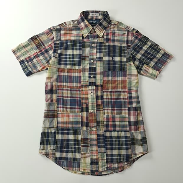 CK474 S 폴로 마드라스 패치워크 멀티컬러 반팔 셔츠 남방