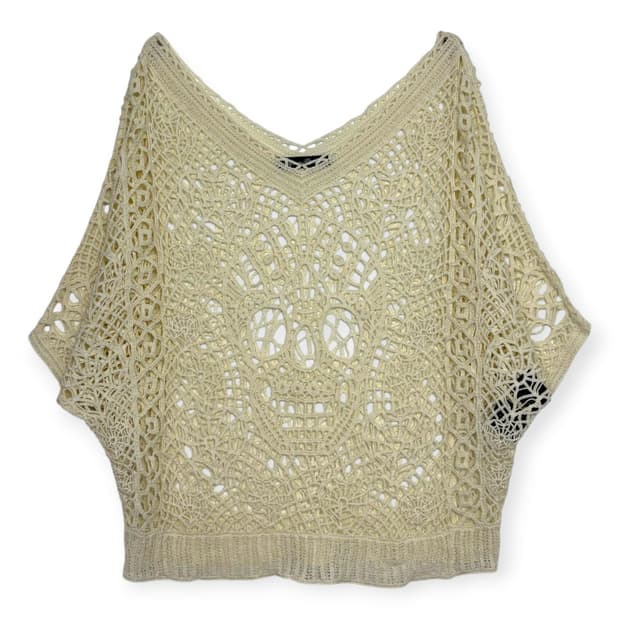 히스테릭글래머 해골 스컬 크로셰 니트 반팔 티셔츠