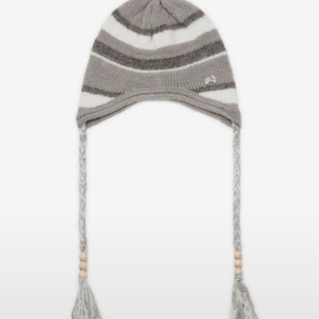 허그유어스킨 스트라이프 이어 플랩 비니