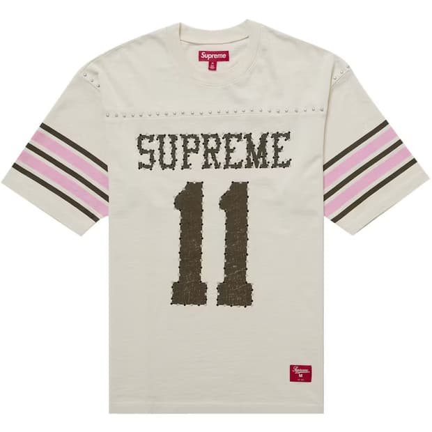 슈프림 스터드 숏슬리브 풋볼 탑 크림 26SS XL