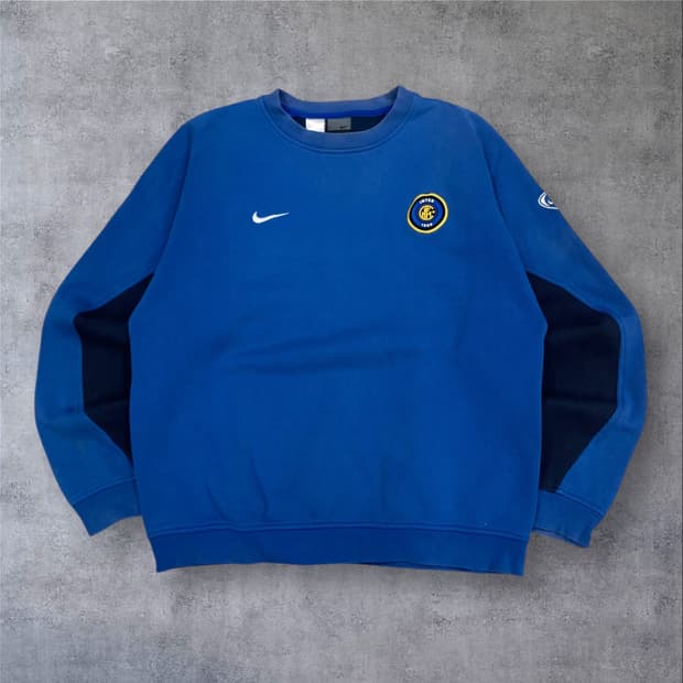 나이키 블루 컬러 인테르 로고 맨투맨