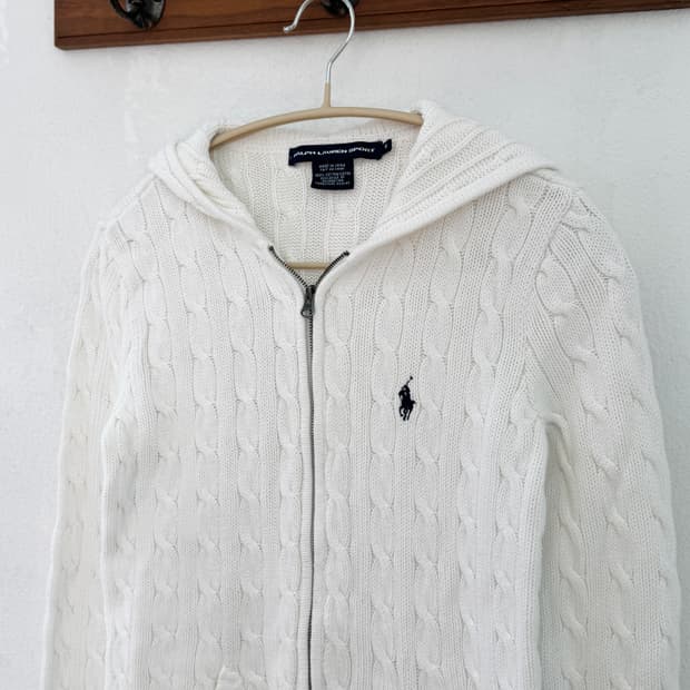 폴로 화이트 후드집업
