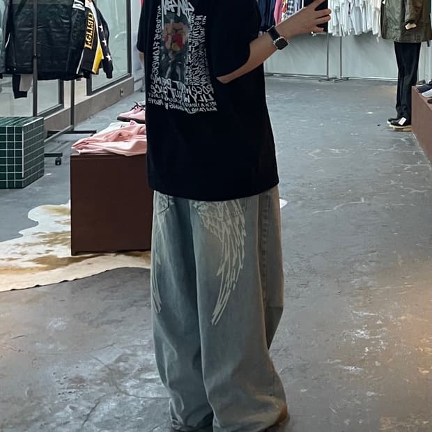 스투시 카멜리아 피그먼트 다이드 블랙 반팔 H1830