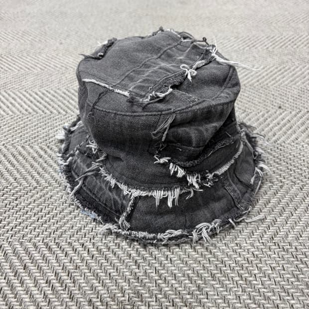 빈티지 패치워크 블랙 데님 버킷햇 v1487
