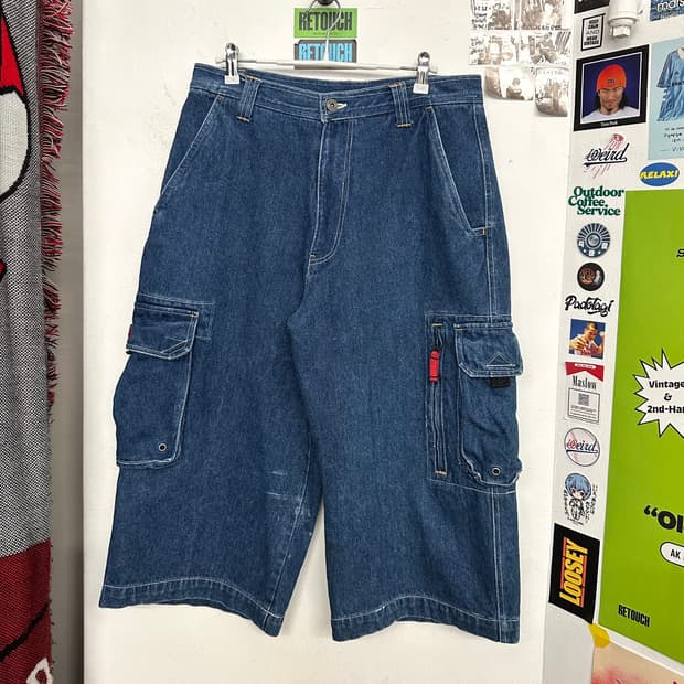 00’s 호보 데님 카고 버뮤다 팬츠