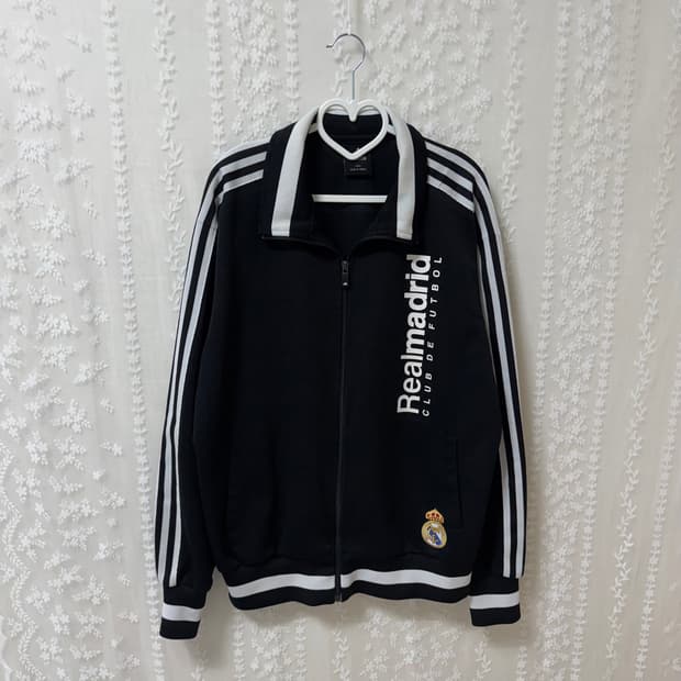 아디다스 레알마드리드 져지 100 L 트랙탑 자켓 블랙 축구 집업 유니폼