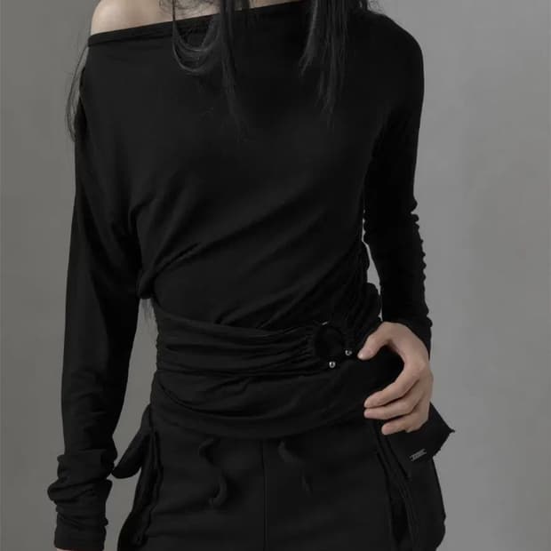므넴 [mnem] Billowy Cargo Shorts (black)