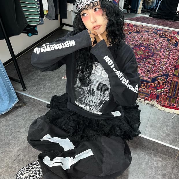 Vanson Skull Embroidery Long Sleeves