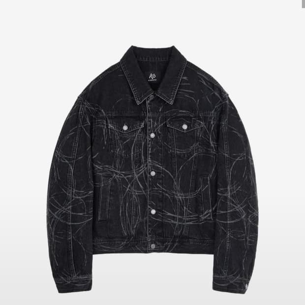 애드오프 circle denim jacket 블랙 흑청자켓