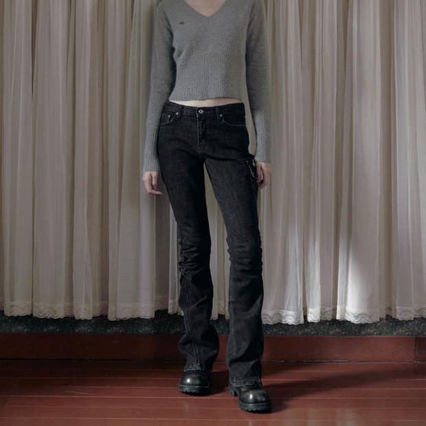 보헤미안서울 SNOW WASHED LEG SHIRRING JEANS