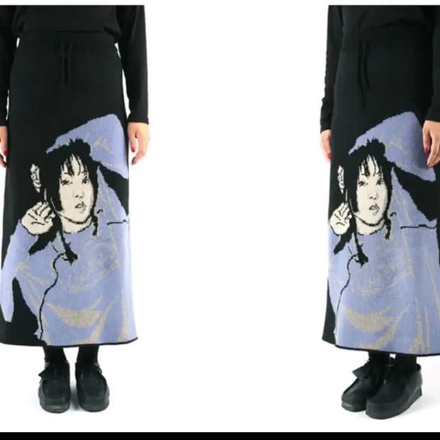 아조바이아조 Wool SeeSea Wool Knit Skirt Black