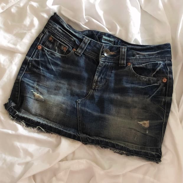 핫 페퍼 진스 빈티지 데님 미니스커트