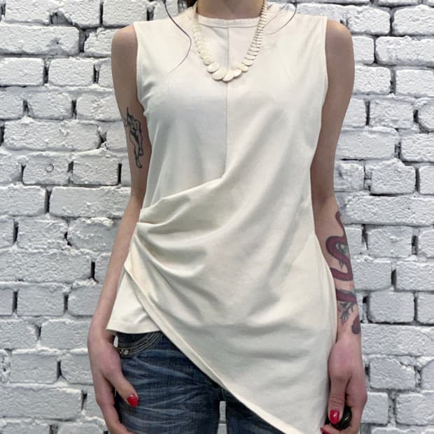 DKNY Asymmetrical Drape Sleeveless Top