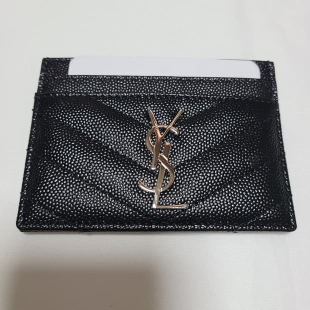 생로랑 카산드라 마틀라세 모노그램 카드지갑 블랙 은장