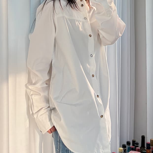 [S]아페쎄 A.P.C. 화이트 스냅 버튼 셔츠