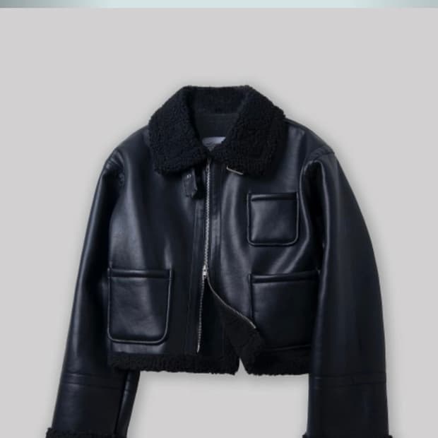 솔리드 무톤 폴리스 양털 레더 무스탕 자켓 올블랙