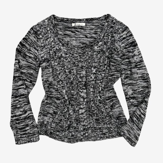 mixed black cable knit