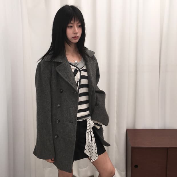 그레이 더블 숏코트