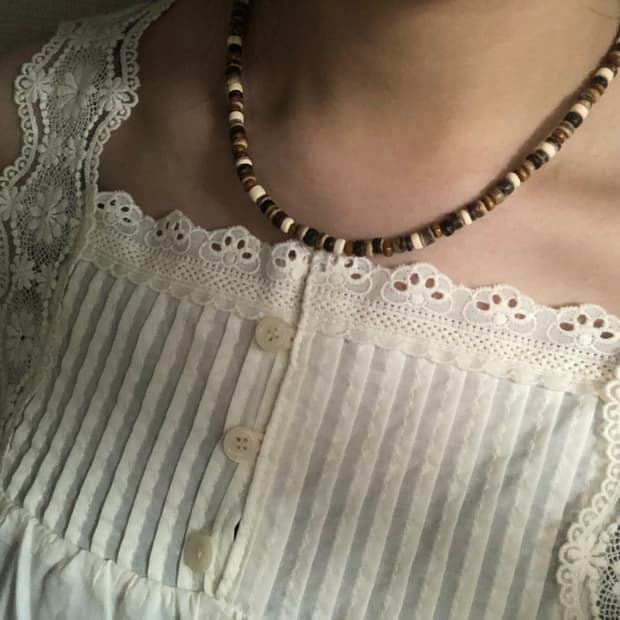 [hand made] 빈티지 우드비즈 목걸이