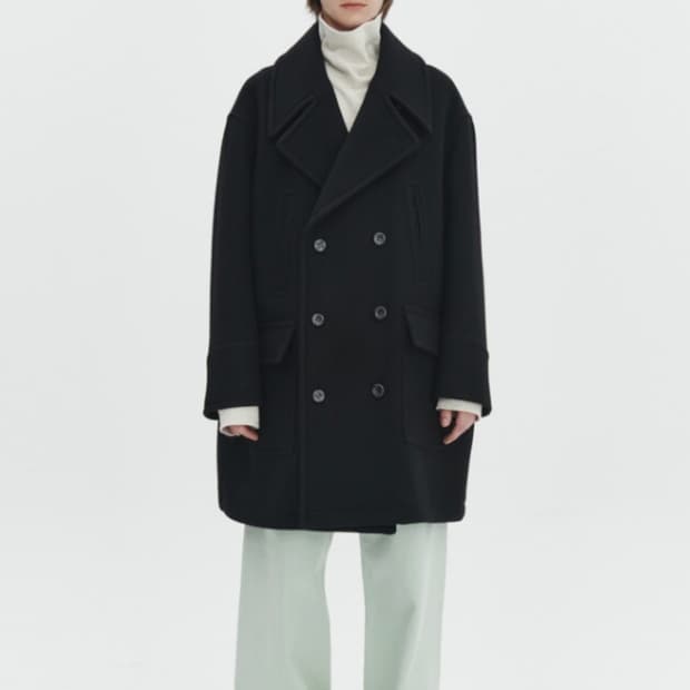 애프터프레이 셔먼 더블 피코트 블랙 M 사이즈