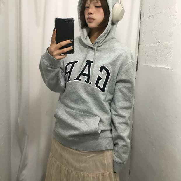 갭 그레이 후드티 