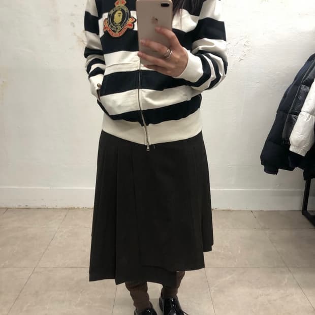 베이프 엘보 패치 스트라이프 후드집업